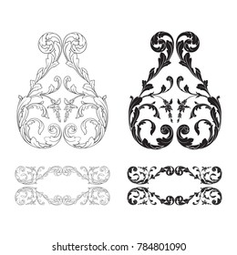 Classical baroque vector set of vintage elements for design. Decorative design element filigree calligraphy vector. You can use for wedding decoration of greeting card and laser cutting.
