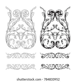 Classical baroque vector set of vintage elements for design. Decorative design element filigree calligraphy vector. You can use for wedding decoration of greeting card and laser cutting.