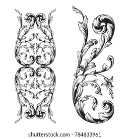 Classical baroque vector set of vintage elements for design. Decorative design element filigree calligraphy vector. You can use for wedding decoration of greeting card and laser cutting.