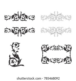 Classical baroque vector set of vintage elements for design. Decorative design element filigree calligraphy vector. You can use for wedding decoration of greeting card and laser cutting.