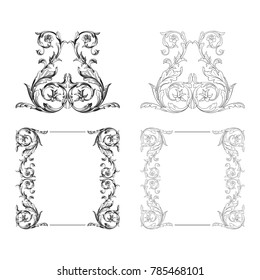 Classical baroque vector set of vintage elements for design. Decorative design element filigree calligraphy vector. You can use for wedding decoration of greeting card and laser cutting.