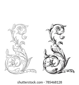 Classical baroque vector set of vintage elements for design. Decorative design element filigree calligraphy vector. You can use for wedding decoration of greeting card and laser cutting.