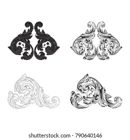 Classical baroque vector set of vintage elements for design. Decorative design element filigree calligraphy vector. You can use for wedding decoration of greeting card and laser cutting.