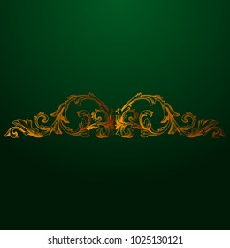 Classical baroque vector of vintage element for design. Decorative design element filigree calligraphy vector. You can use for wedding decoration of greeting card and laser cutting. Green background.