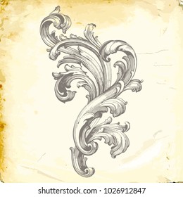 Classical baroque vector of vintage element for design. Decorative design element filigree calligraphy vector. You can use for wedding decoration of greeting card and laser cutting. Green background.