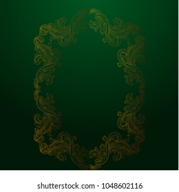 Classical baroque vector of vintage element for design. Decorative design element filigree calligraphy vector. You can use for wedding decoration of greeting card and laser cutting. Green background.