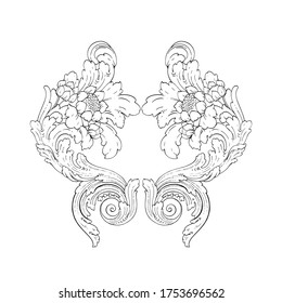 Classical baroque vector of vintage element for design. Decorative design element filigree calligraphy vector. You can use for wedding decoration of greeting card and laser cutting.