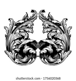 Classical baroque vector of vintage element for design. Decorative design element filigree calligraphy vector. You can use for wedding decoration of greeting card and laser cutting.