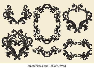 Classical baroque vector of vintage element for design. Decorative design element filigree calligraphy vector. You can use for wedding decoration of greeting card and laser cutting