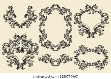 Classical baroque vector of vintage element for design. Decorative design element filigree calligraphy vector. You can use for wedding decoration of greeting card and laser cutting