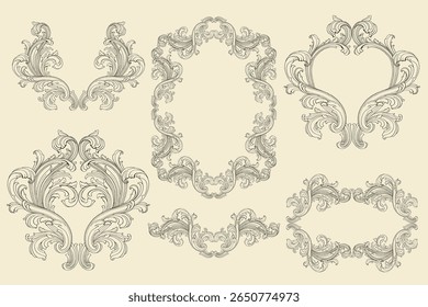 Classical baroque vector of vintage element for design. Decorative design element filigree calligraphy vector. You can use for wedding decoration of greeting card and laser cutting