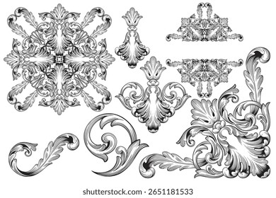 Classical baroque vector of vintage element for design. Decorative design element filigree calligraphy vector. You can use for wedding decoration of greeting card and laser cutting