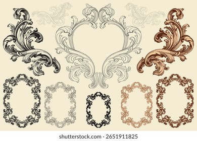 Classical baroque vector of vintage element for design. Decorative design element filigree calligraphy vector. You can use for wedding decoration of greeting card and laser cutting