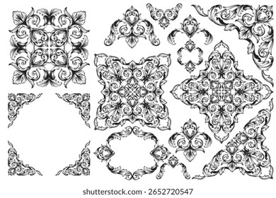 Classical baroque vector of vintage element for design. Decorative design element filigree calligraphy vector. You can use for wedding decoration of greeting card and laser cutting