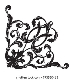 Classical baroque vector of vintage element for design. Decorative design element filigree calligraphy vector. You can use for wedding decoration of greeting card and laser cutting.