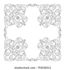 Classical baroque vector of vintage element for design. Decorative design element filigree calligraphy vector. You can use for wedding decoration of greeting card and laser cutting.