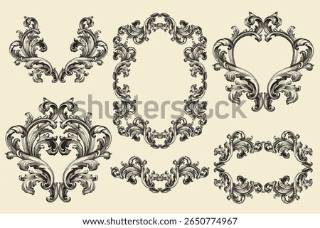 Classical baroque vector of vintage element for design. Decorative design element filigree calligraphy vector. You can use for wedding decoration of greeting card and laser cutting