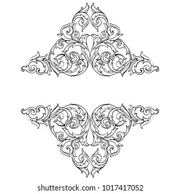 Classical baroque vector of vintage elements for design. Decorative design element filigree calligraphy vector. You can use for wedding decoration of greeting card and laser cutting.