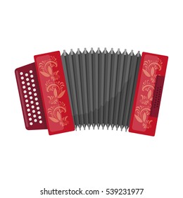 Classical bayan, accordion or harmonic icon in cartoon style isolated on white background. Russian country symbol stock vector illustration.