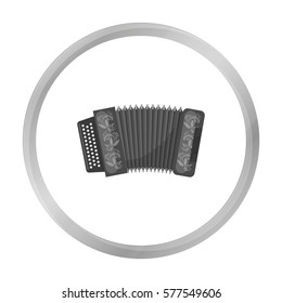 Classical bayan, accordion or harmonic icon in monochrome style isolated on white background. Russian country symbol stock vector illustration.