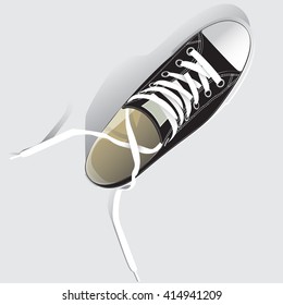 Classical black and white isolated near to realistic sneakers in vector