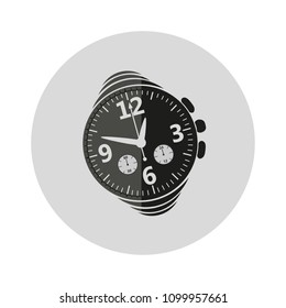 Classical black wrist watch for man, vector flat design on white background. Illustration