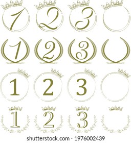 Classical blurred crown and ring ranking icon set