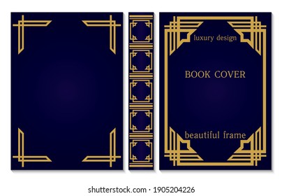 Classical book cover and spine design. Old retro ornament frames. Decorative vintage borders to be printed on the covers of books. Vector illustration