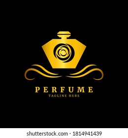A classical bottle of perfume logo.floral design concept.

