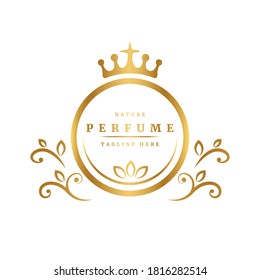 A classical bottle of perfume logo.floral design concept.