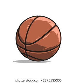 Klassisch-brauner Basketballball ist einzeln auf weißem Hintergrund. Vektorgrafik von Sportgeräten
