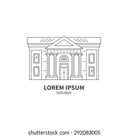 Classical building architecture made in line style vector. Theatre, museum or art gallery modern logo template.City constructor series. 
