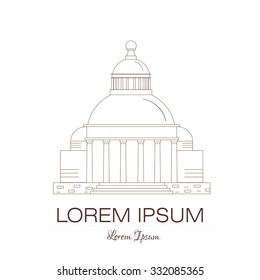 Classical building architecture made in line style vector. Church, building of a bank, theater, museum or art gallery modern logo template.City constructor series.