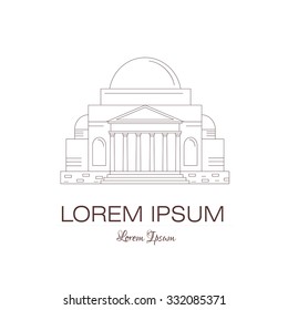 Classical building architecture made in line style vector. Church, building of a bank, theater, museum or art gallery modern logo template.City constructor series.