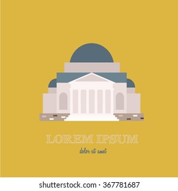 Classical building architecture made in line style vector. Church, building of a bank, theater, museum or art gallery modern logo template.City constructor series.