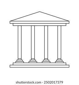 Classical building icon. Greek temple outline. Four pillars structure. Vector illustration.