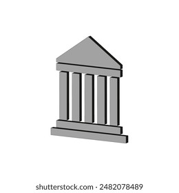 Classical building icon. Grey color scheme. Vector architectural symbol. Clean simple design.