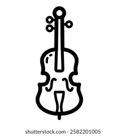 Classical Cello Music Outline Icon Isolated On White Background