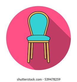 Classical chair icon in flat style isolated on white background. Furniture and home interior symbol stock vector illustration.