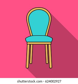 Classical chair icon in flat style isolated on white background. Furniture and home interior symbol stock vector illustration.