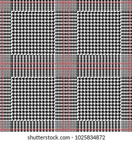 Classical checkered hounds tooth print for suits and coats. Seamless vector pattern with grey geometric elements. Textile design with English motifs. Winter collection.