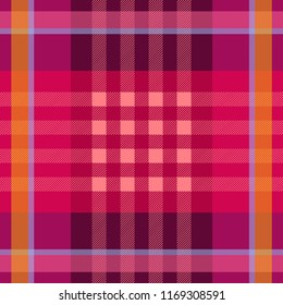 Classical checkered shirt pattern. Hipster textile collection. Pink, purple.