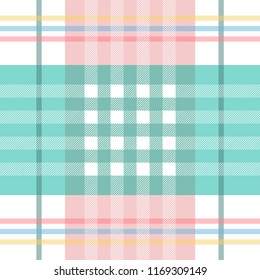 Classical checkered shirt pattern. Hipster textile collection. White, turquoise, pink.