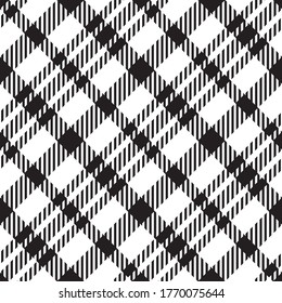 Classical checkered tartan pattern. Seamless abstract texture. Traditional monochrome wallpaper in stripe. Scottish cage. Vector graphics printing on fabrics, shirts, curtains and textiles.