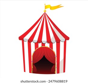 Clásica tienda de circo, aislado sobre fondo blanco.