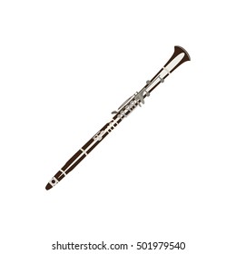 Classical clarinet. Vector Illustration of clarinet isolated on white background