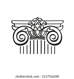 Classical column architecture element. Hand drawn column shape