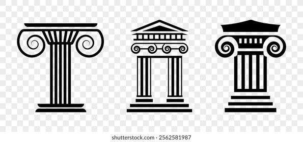 Classical Column Icons - Vector and Outlined Styles