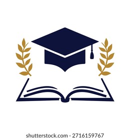 Klassisches Crest Style Akademisches Logo mit symmetrischem Lorbeerdesign