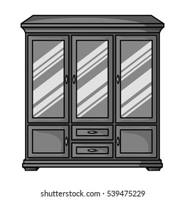Classical cupboard icon in monochrome style isolated on white background. Furniture and home interior symbol stock vector illustration.